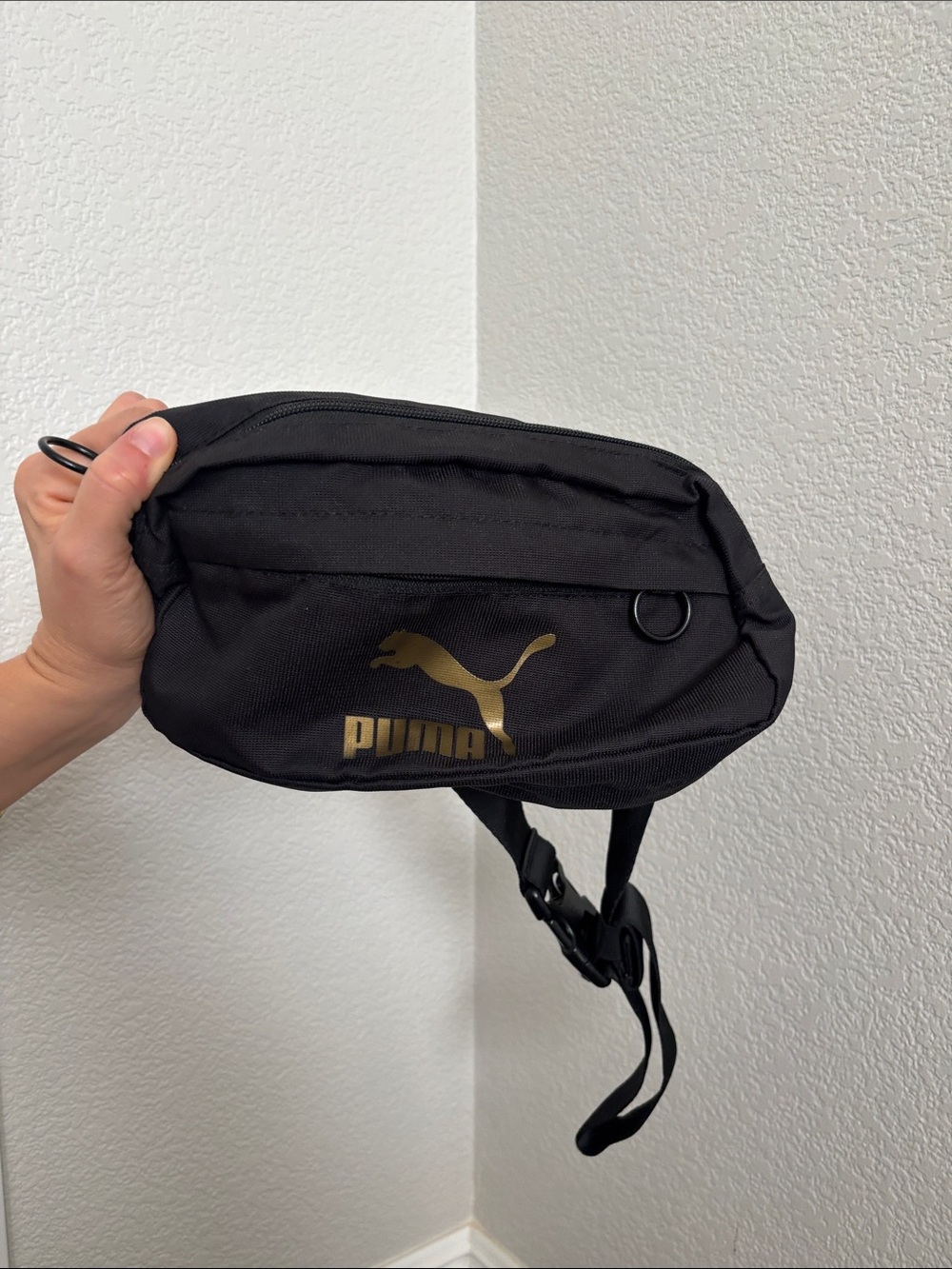 Puma Black Waist Pack with Gold Logo